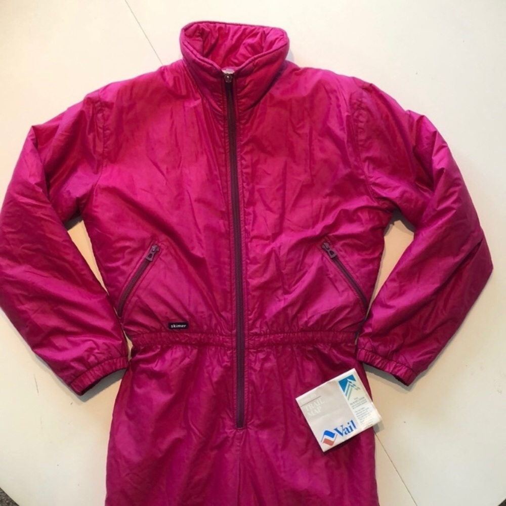 skimmer skea pink vintage one piece snow suit